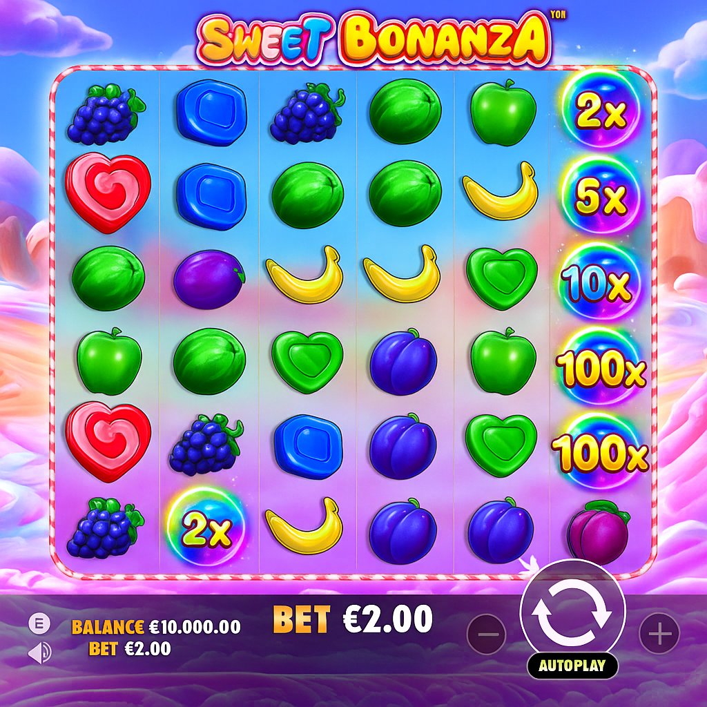 Vinyl Casino - Sweet Bonanza Slot Game - Candy Multipliers
